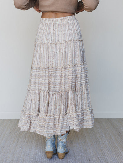 Frolic Fancy Maxi Skirt - Latte