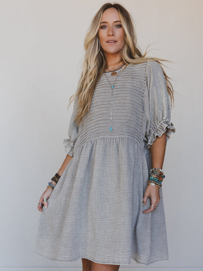 Quinn Puff Sleeve Mini Dress - Ash - Pre Order