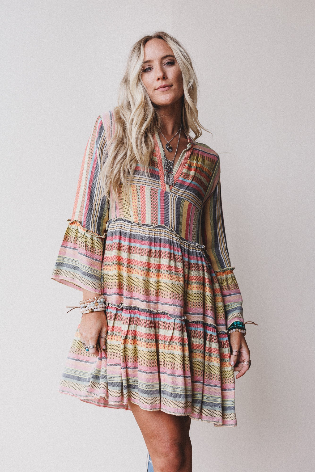 Keepsake Striped Dress - Yellow Multi - Pre Order