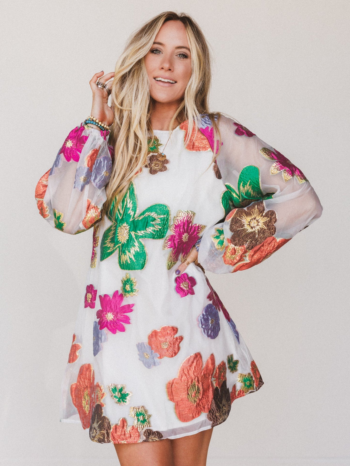 Ballad Sky Floral Dress - Cream - Pre Order