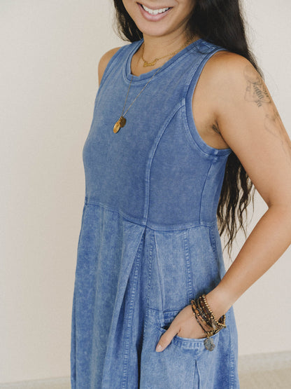 Jungle Beat Cargo Maxi Dress - English Blue