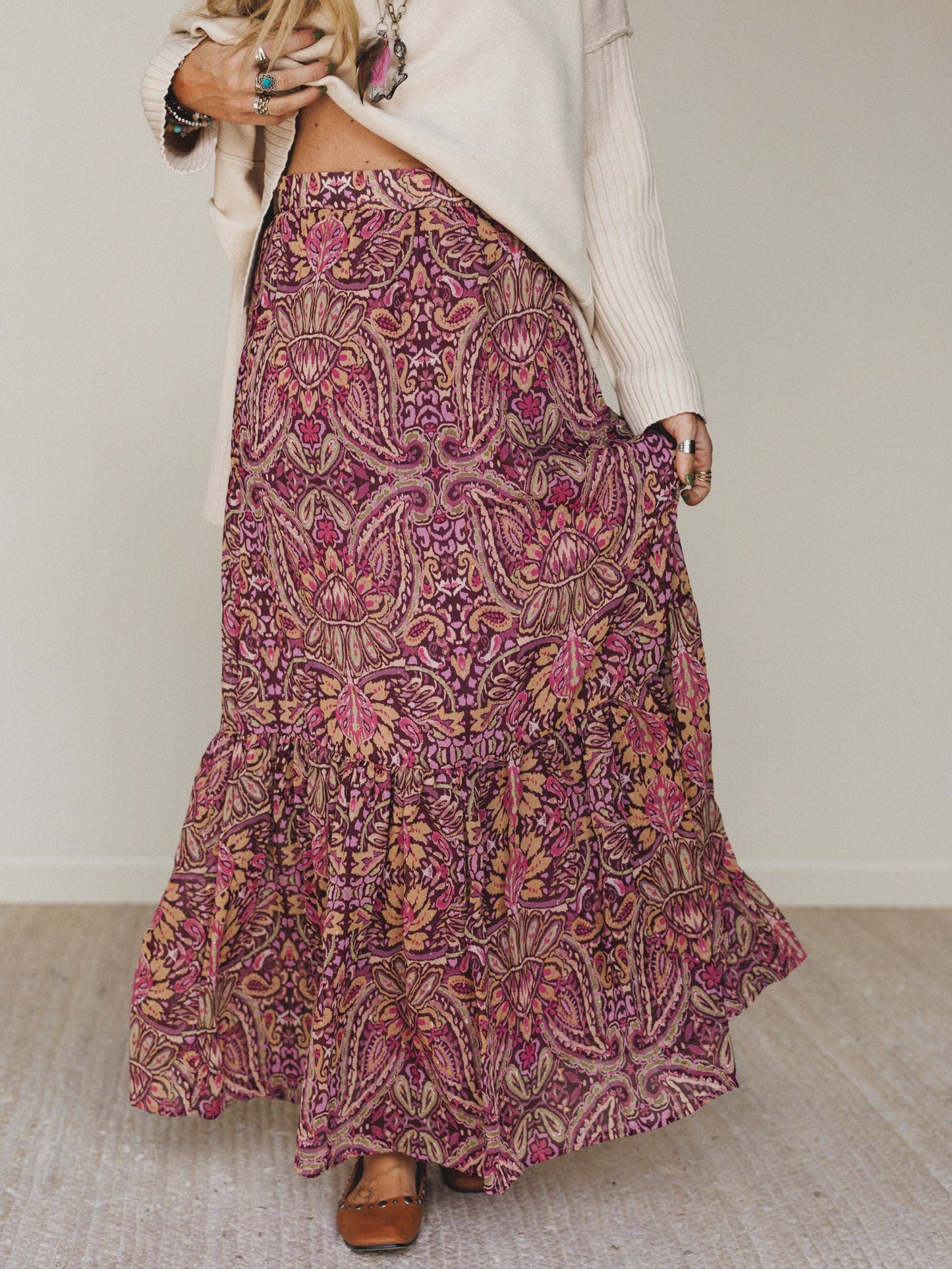 Printed Daydream Maxi Skirt - Purple - Pre Order