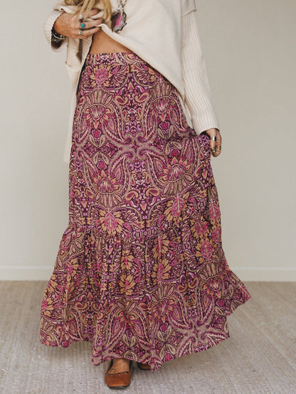 Printed Daydream Maxi Skirt - Purple