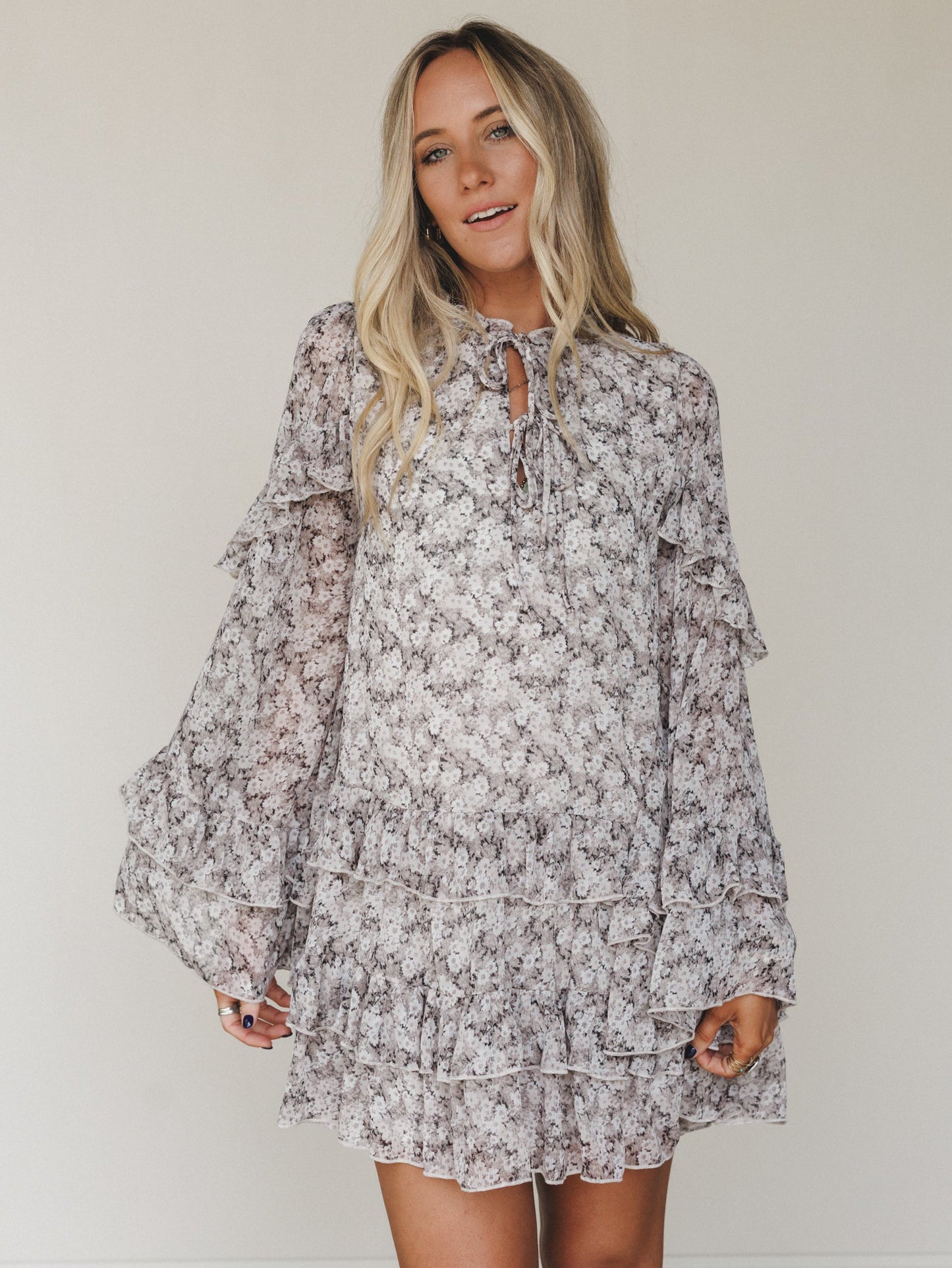 Honeycloud Days Floral Dress - Grey - Pre Order
