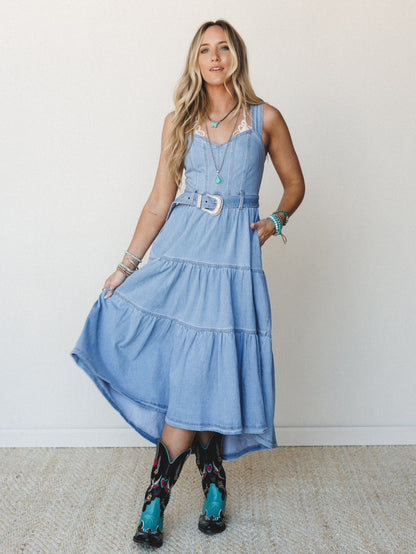 Denim Meadows Dress - Cloud Wash