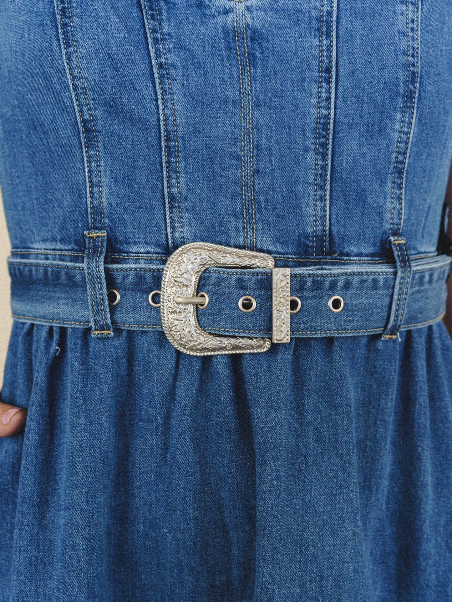 Denim Meadows Dress - Washed Cobalt