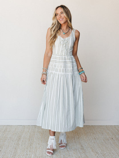 Petals in the Wind Dress - Olive