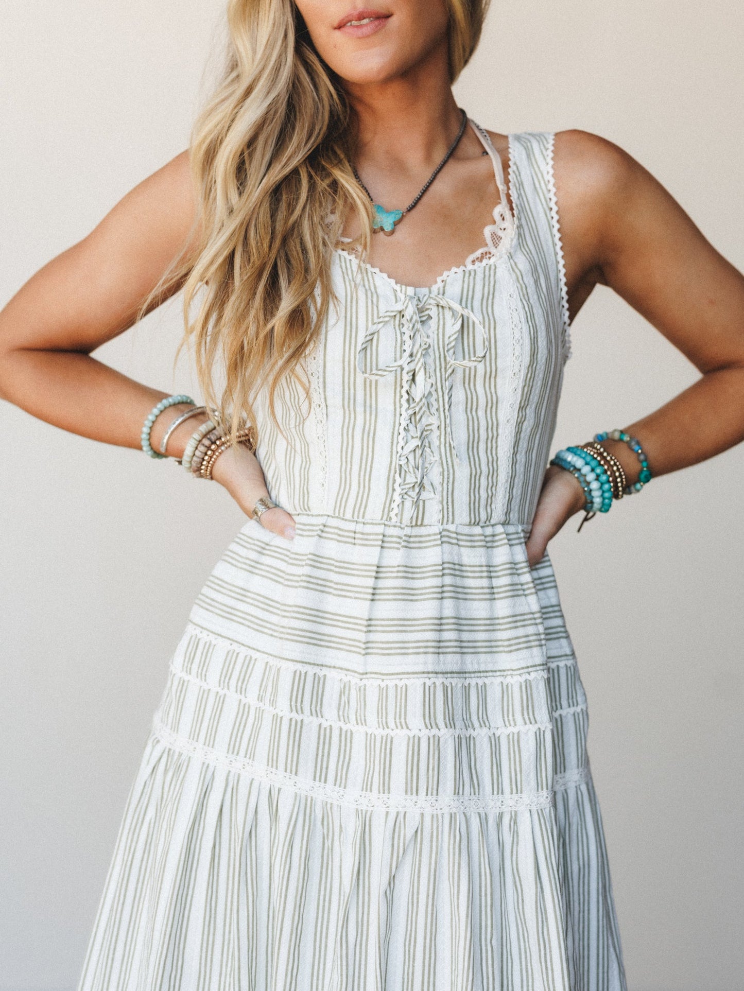 Petals in the Wind Dress - Olive
