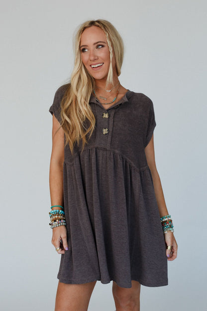 The Nest Sweet Nothings Baby Doll Dress - Charcoal - Pre Order