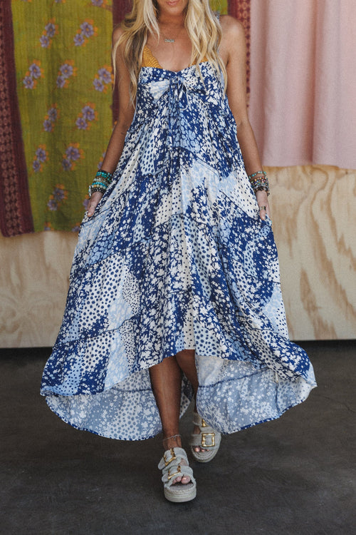 Cecelily Floral Tiered Maxi Dress - Blue - Pre Order