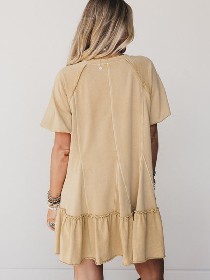 Dottie Crochet Contrast Dress - Light Mustard