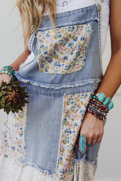 Sweetheart Charm Overalls Maxi Dress - Denim - Pre Order