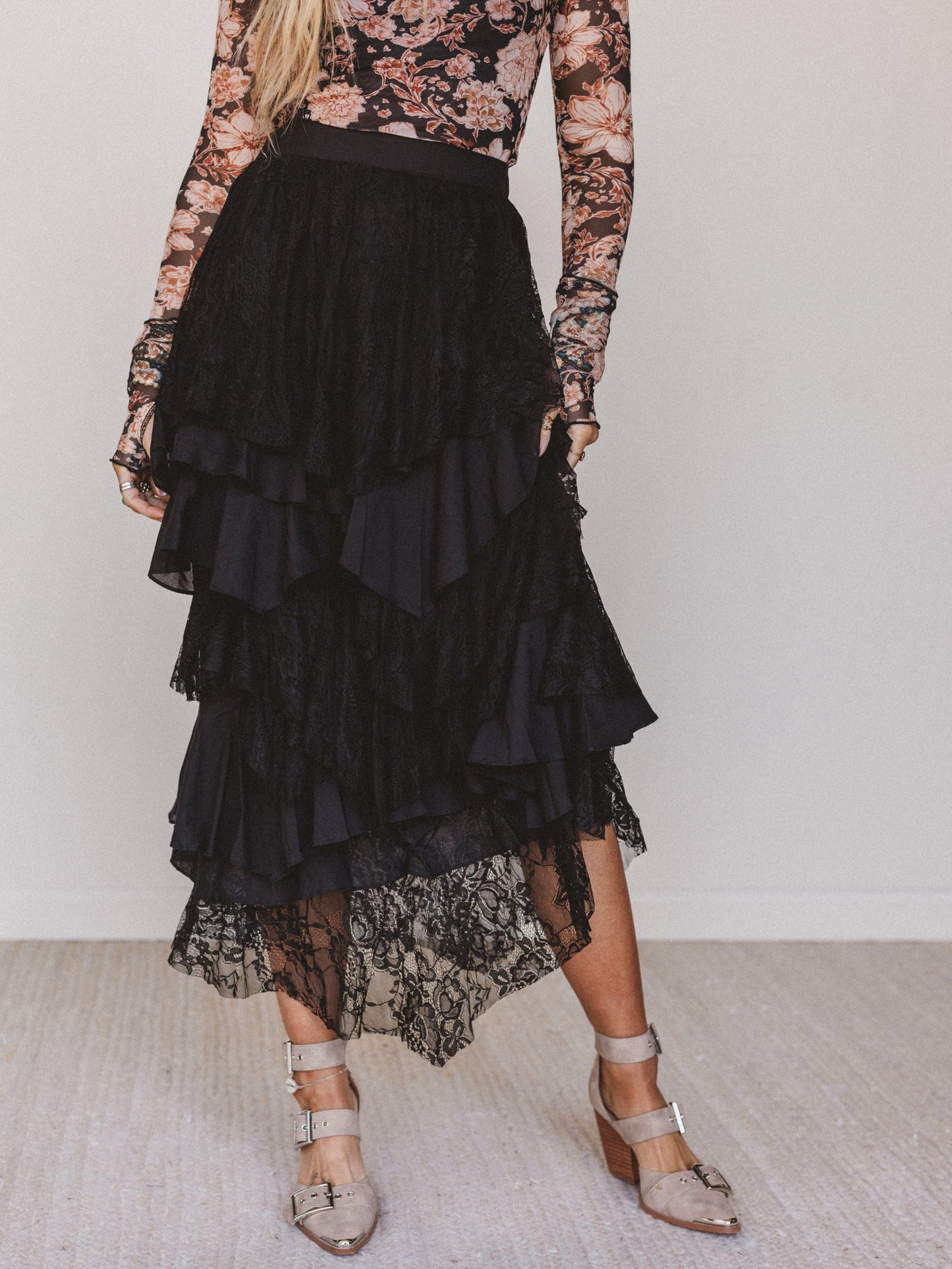 Quiet Getaway Lace Maxi Skirt - Black - Pre Order