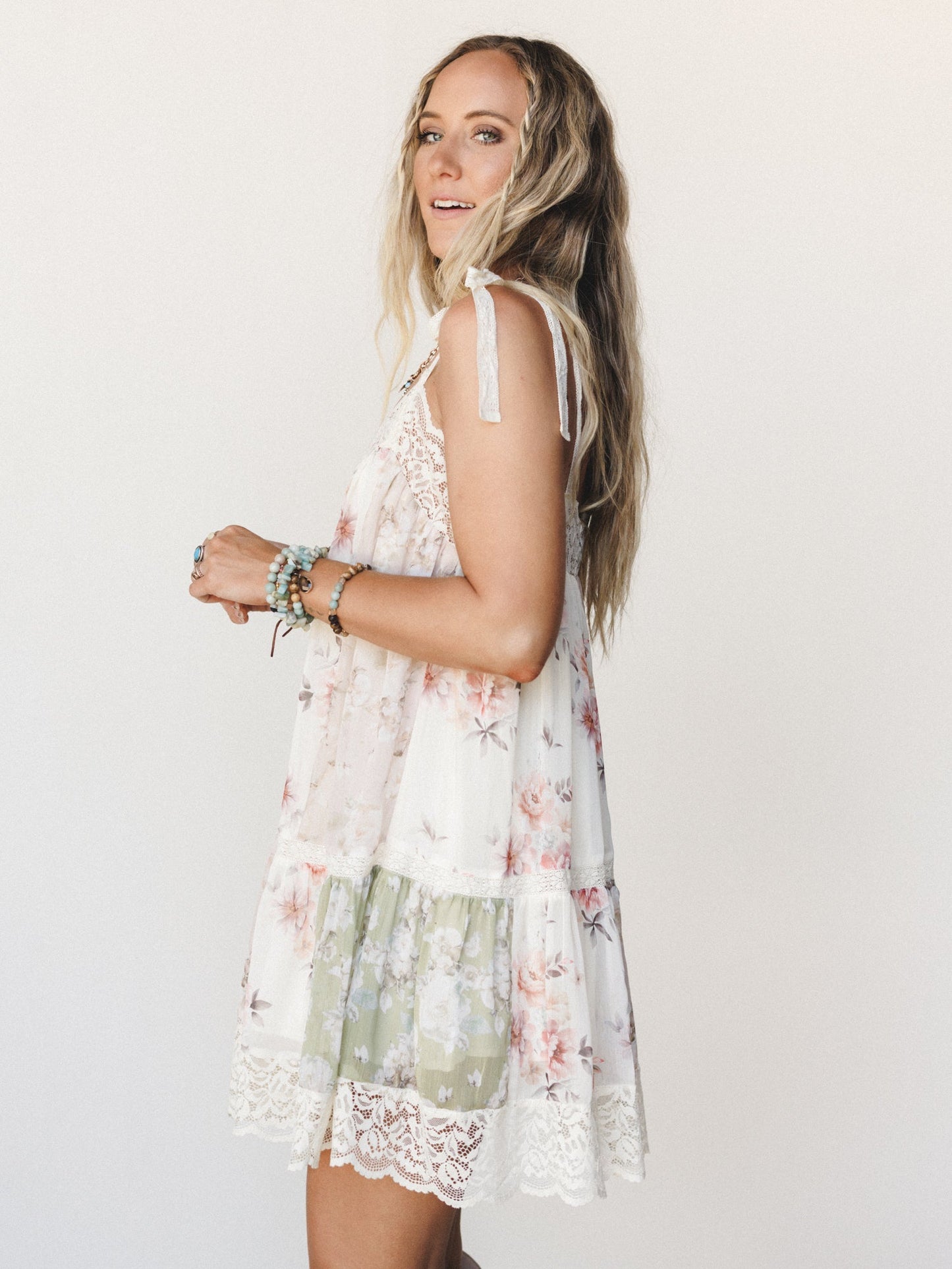 Floral Dancer Dress - Beige Multi