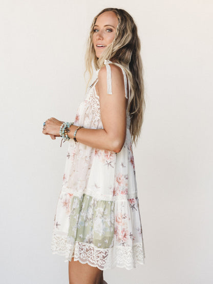 Floral Dancer Dress - Beige Multi