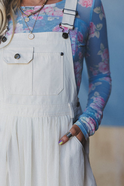 Country Dreams Overalls Dress - Beige