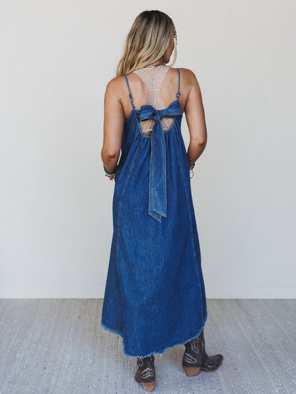 Bowtied Belle Maxi Dress - Cobalt