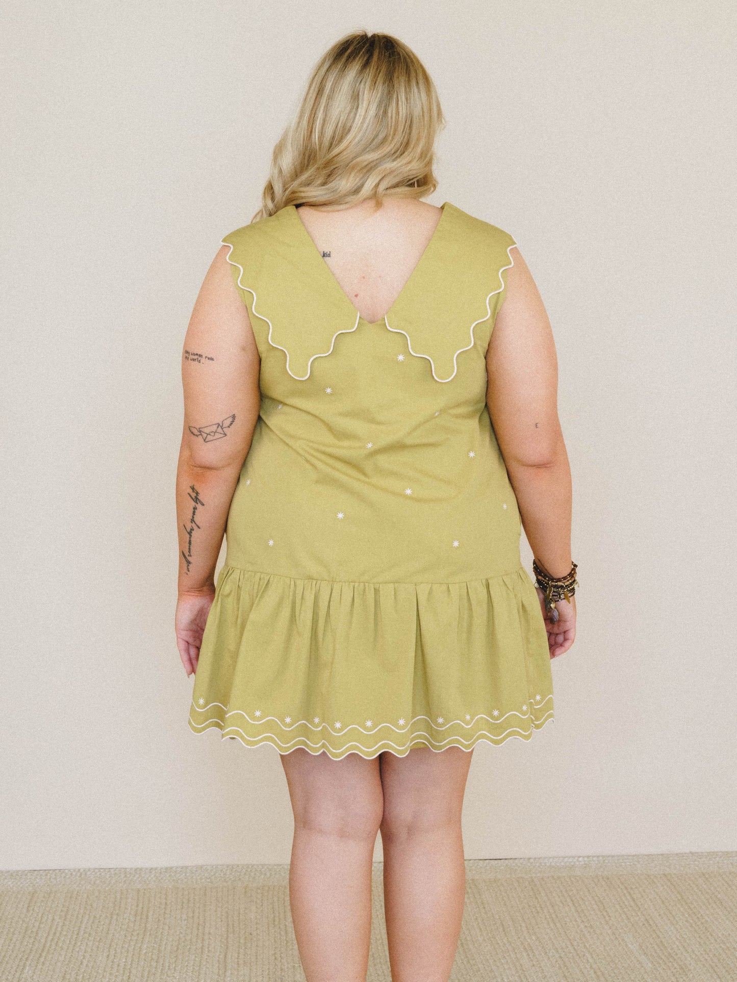 Sweet Pea Collared Dress - Lemon Grass