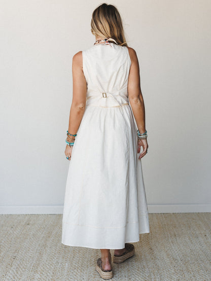 On the Run Denim Maxi Dress - Ivory