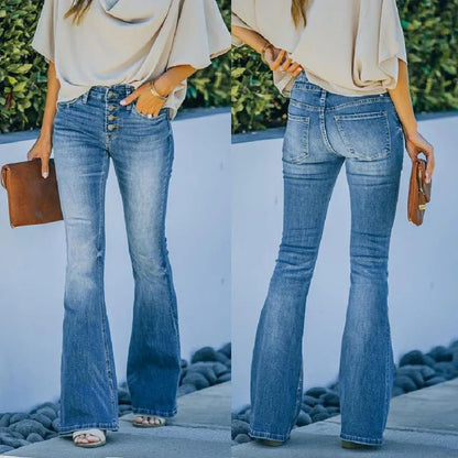 Women's Classic Blue Flared Jeans | Great for Everyday Wear