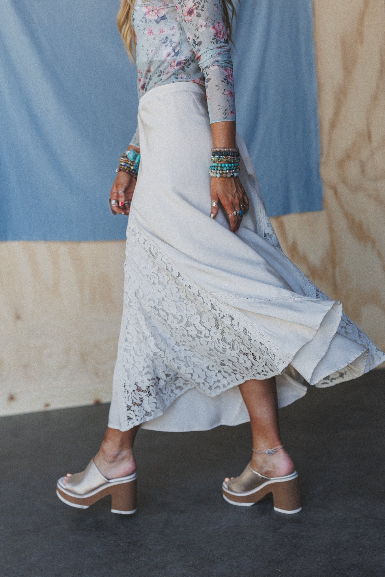 Heavenly Haze Lace Skirt - Dove - Pre Order