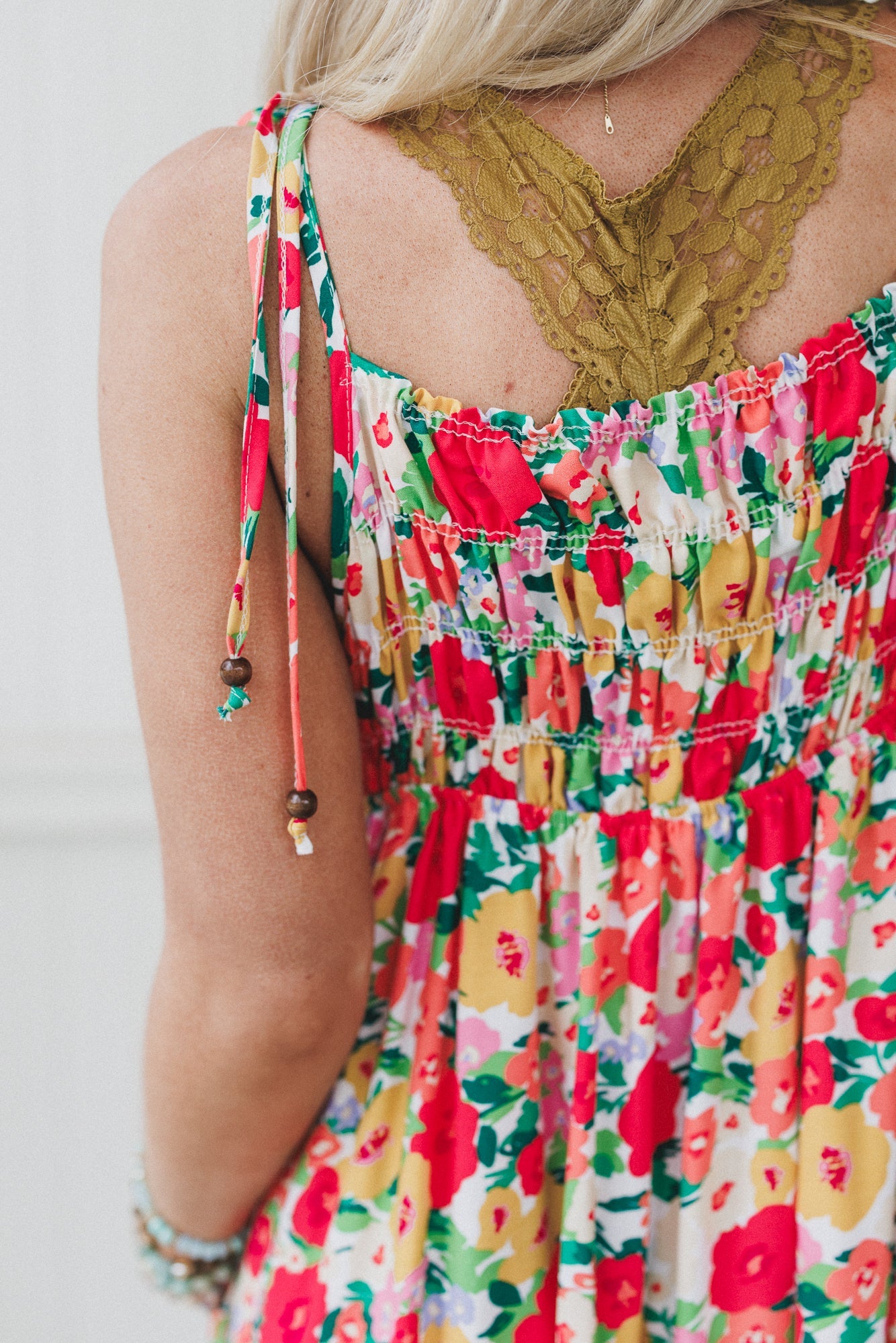 The Nest Bohemian Grace Maxi Dress - Red Floral