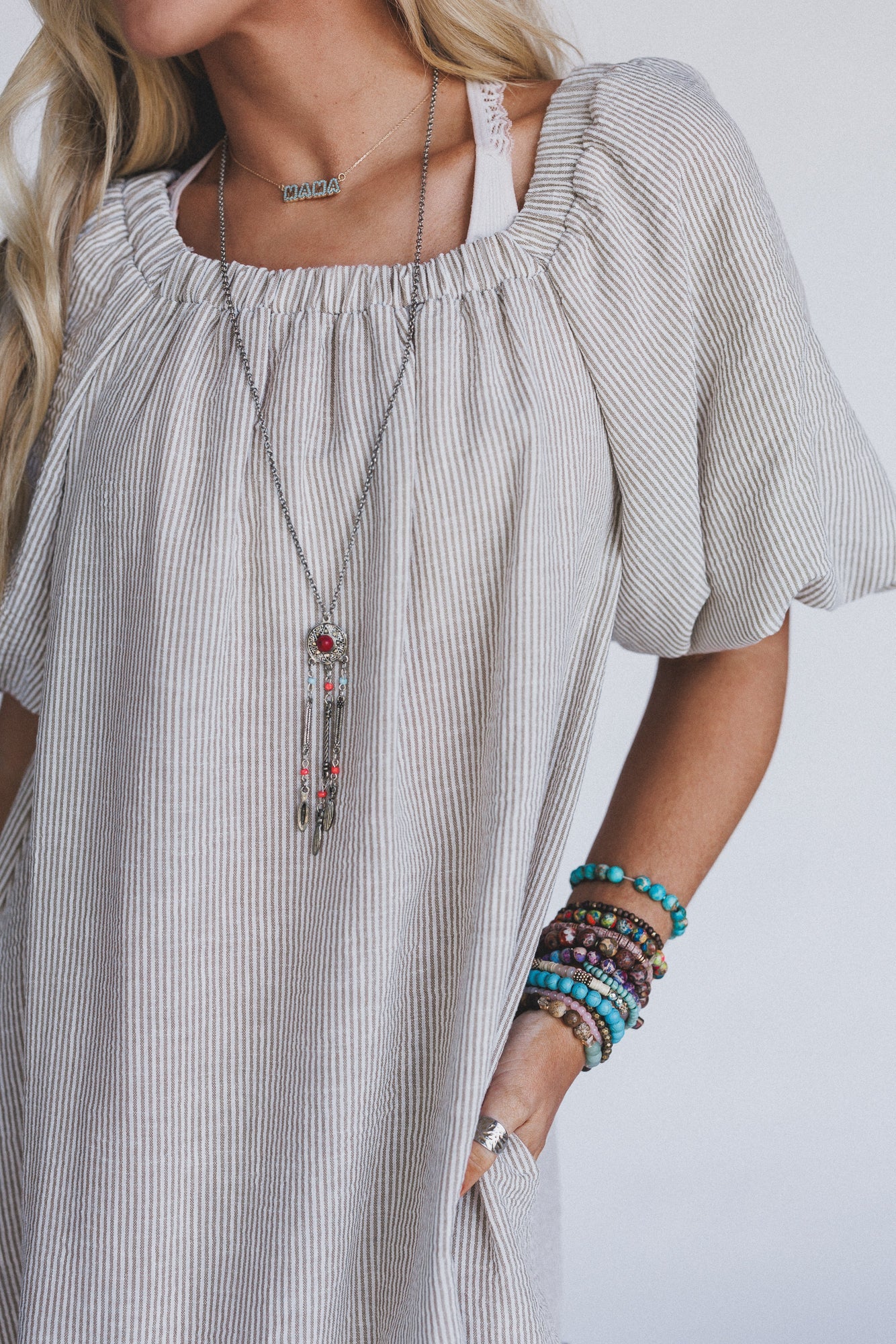The Nest Solace Ruffled Hem Dress - Natural - Pre Order