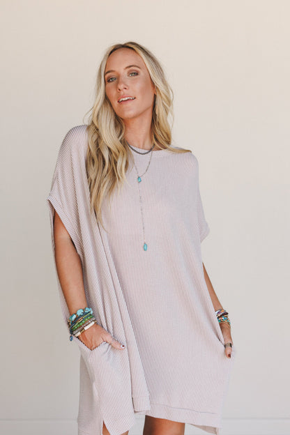 The Nest Moon Glow Texture Dress - Oat - Pre Order
