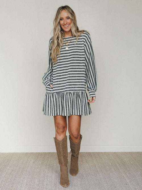 The Nest Endless Love Cuff Sleeve Dress - Natural Black - Pre Order