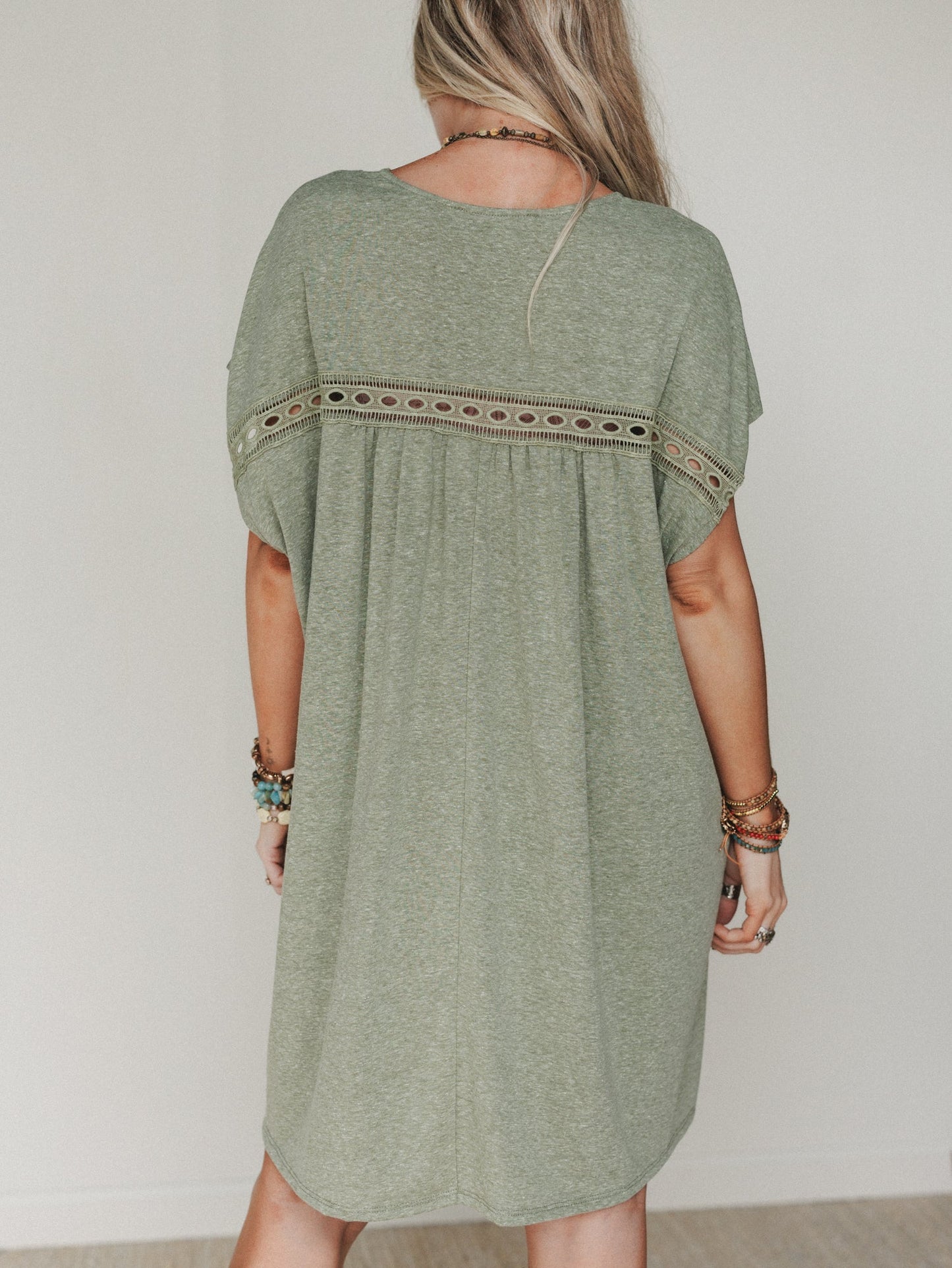 The Nest Camden Lace Tee Dress - Olive