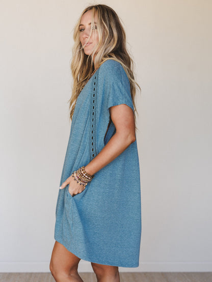 The Nest Camden Lace Tee Dress - Teal