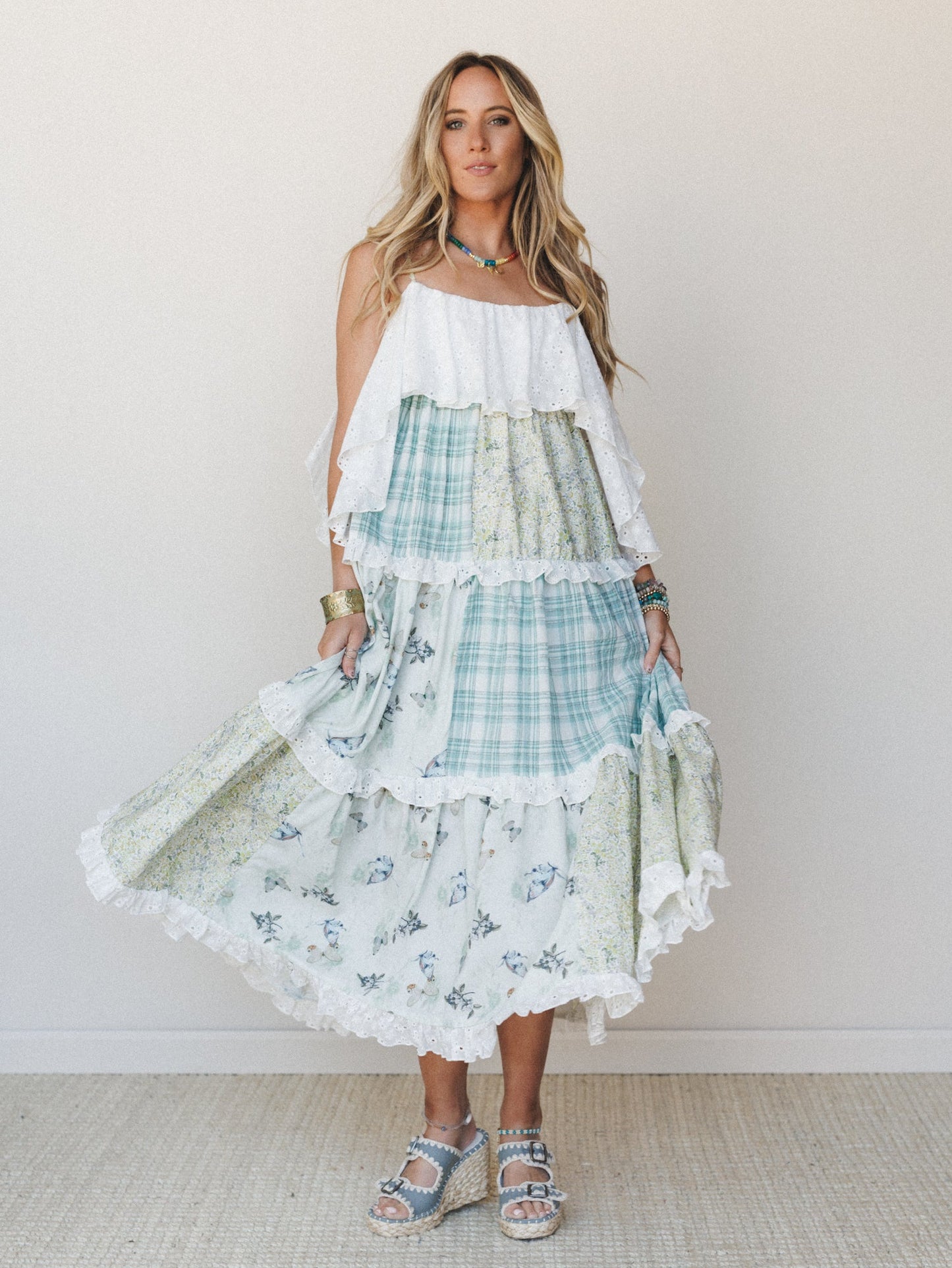 Nature Gathering Dress - Olive Multi