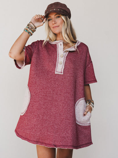 The Nest Jodi Tunic Dress - Two Tone Marsala - Pre Order