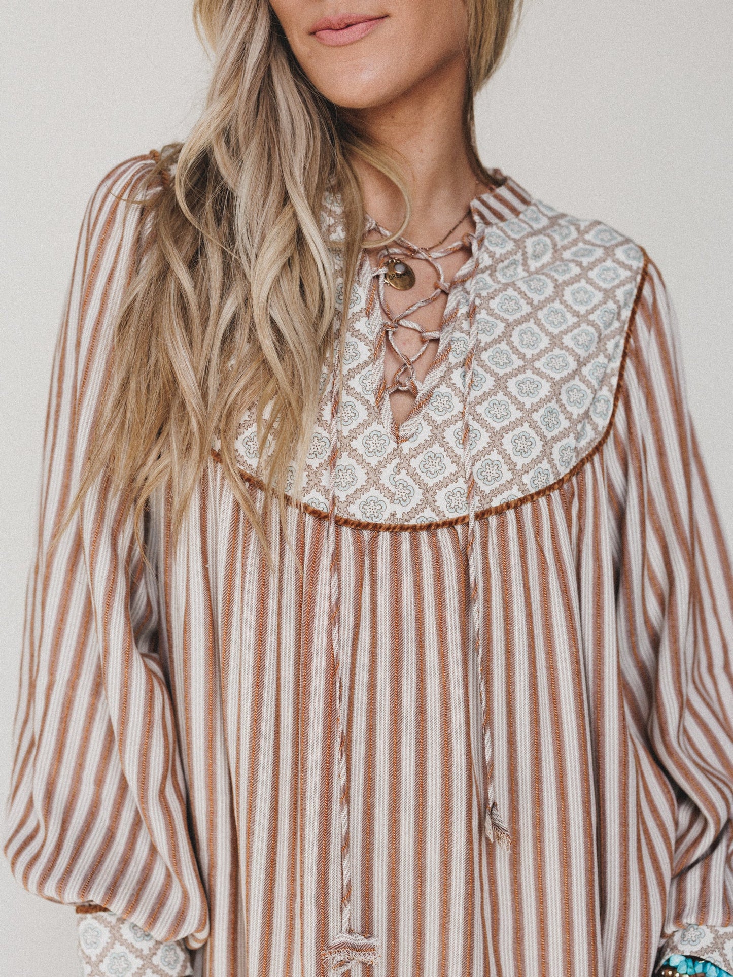 Amber Dress - Almond Stripe