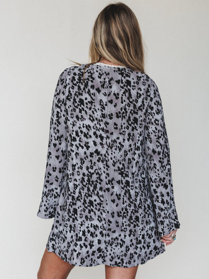 Catwalk Mini Dress  - Grey Leopard