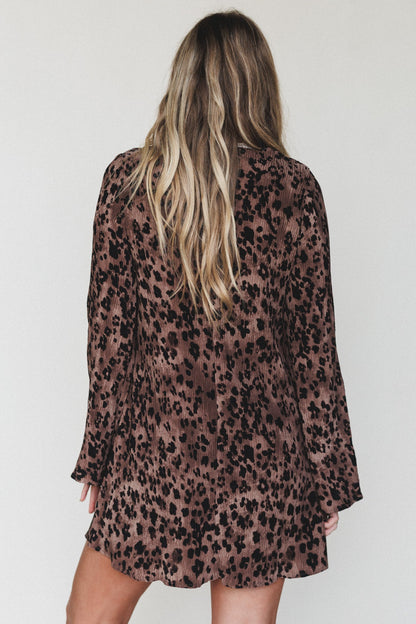 Catwalk Mini Dress  - Mocha Leopard