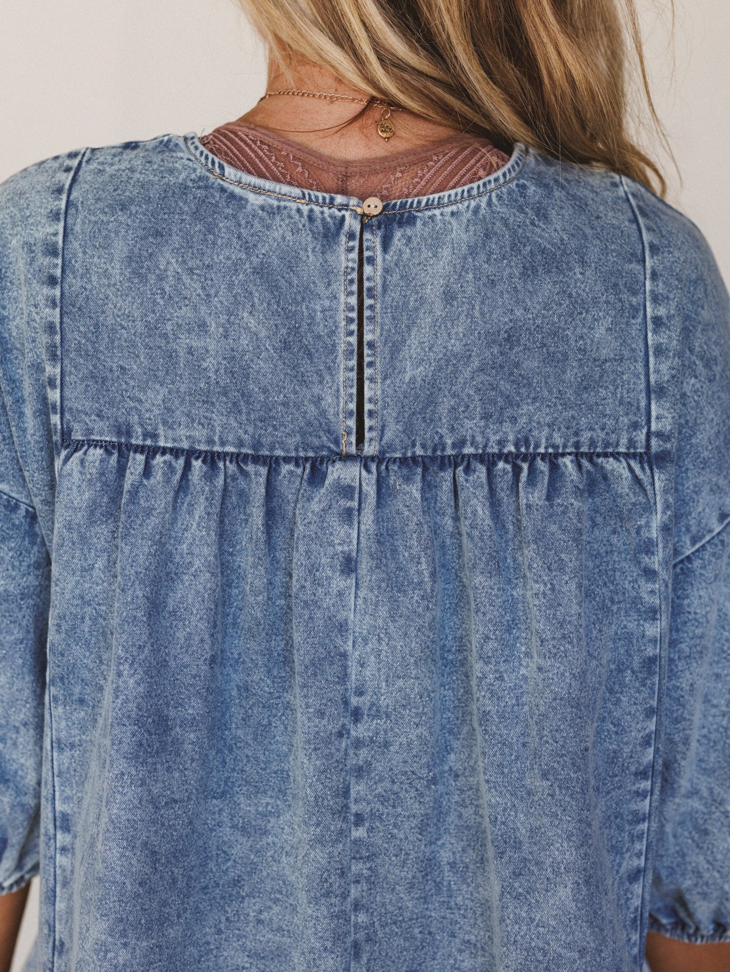 Denim Lover Puff Sleeve Dress - Indigo