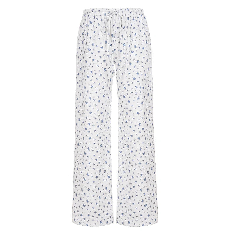 Grey Floral Drawstring Lounge Pants