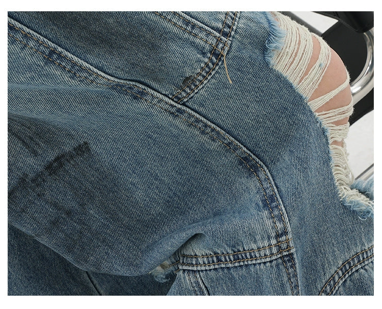 Vintage Distressed And Dirt-Dyed Patchwork Wide-Leg Jeans