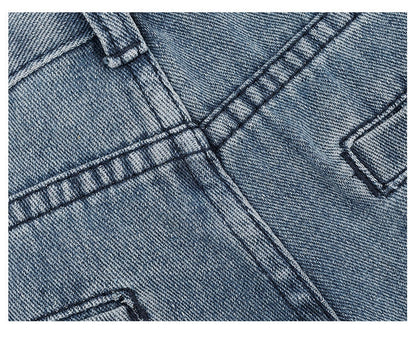 Vintage Distressed And Dirt-Dyed Patchwork Wide-Leg Jeans