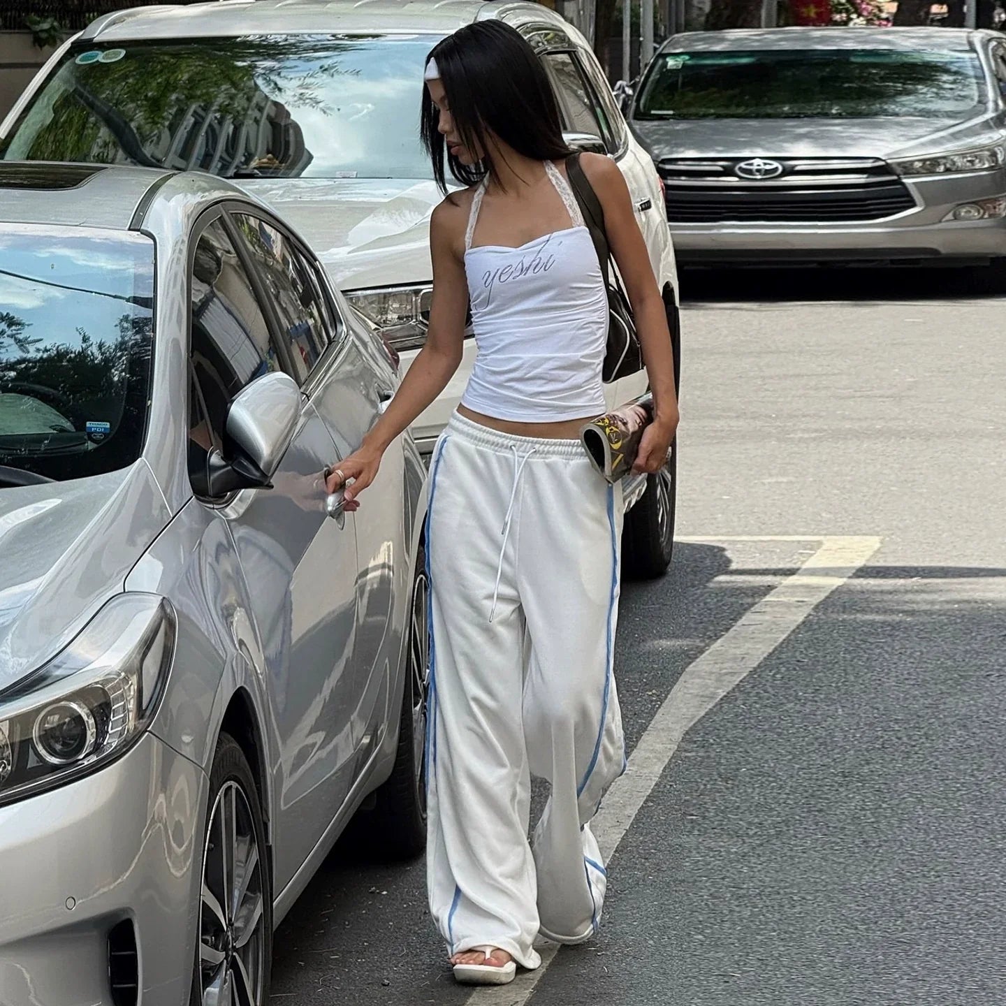 Raeya White Knit Pants
