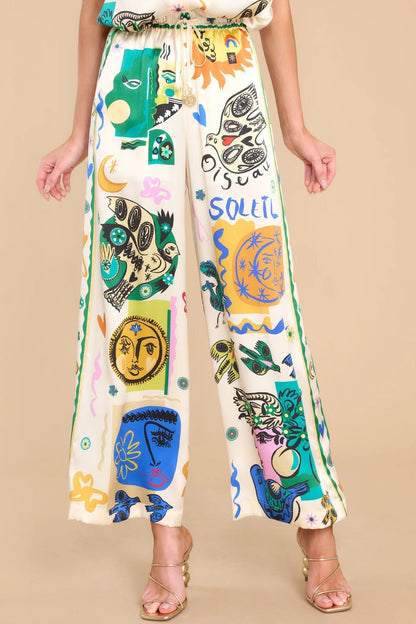 Graffiti Print Slouchy Sweat Pants