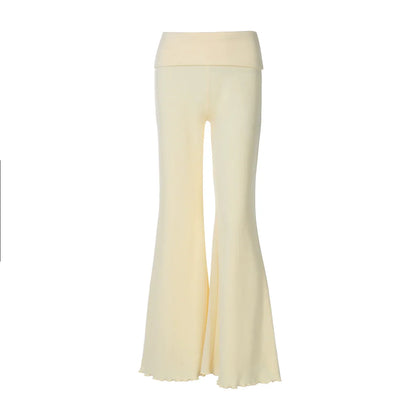 Delylah Low-Rise Wavy Flared Pants