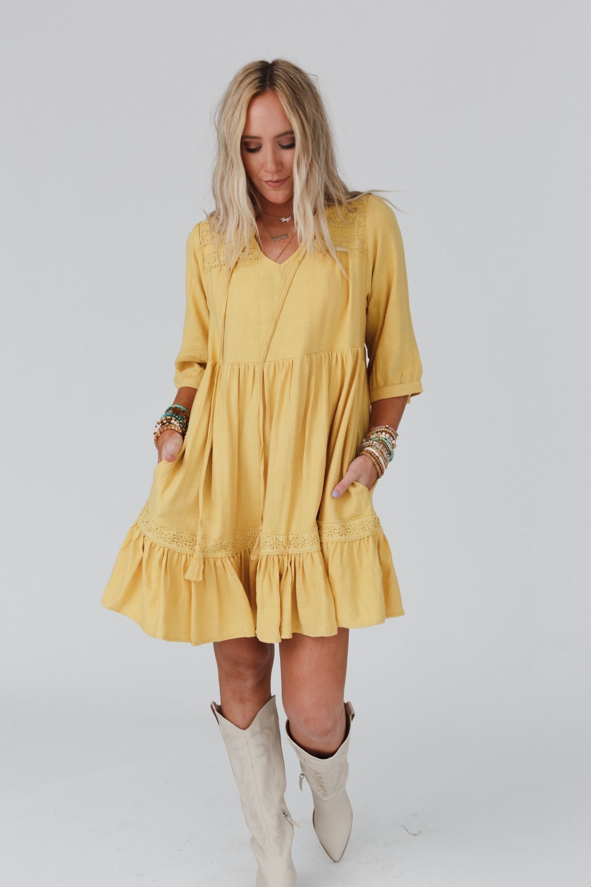 Tiny Dancer Ruffle Mini Dress - Mustard - Pre Order