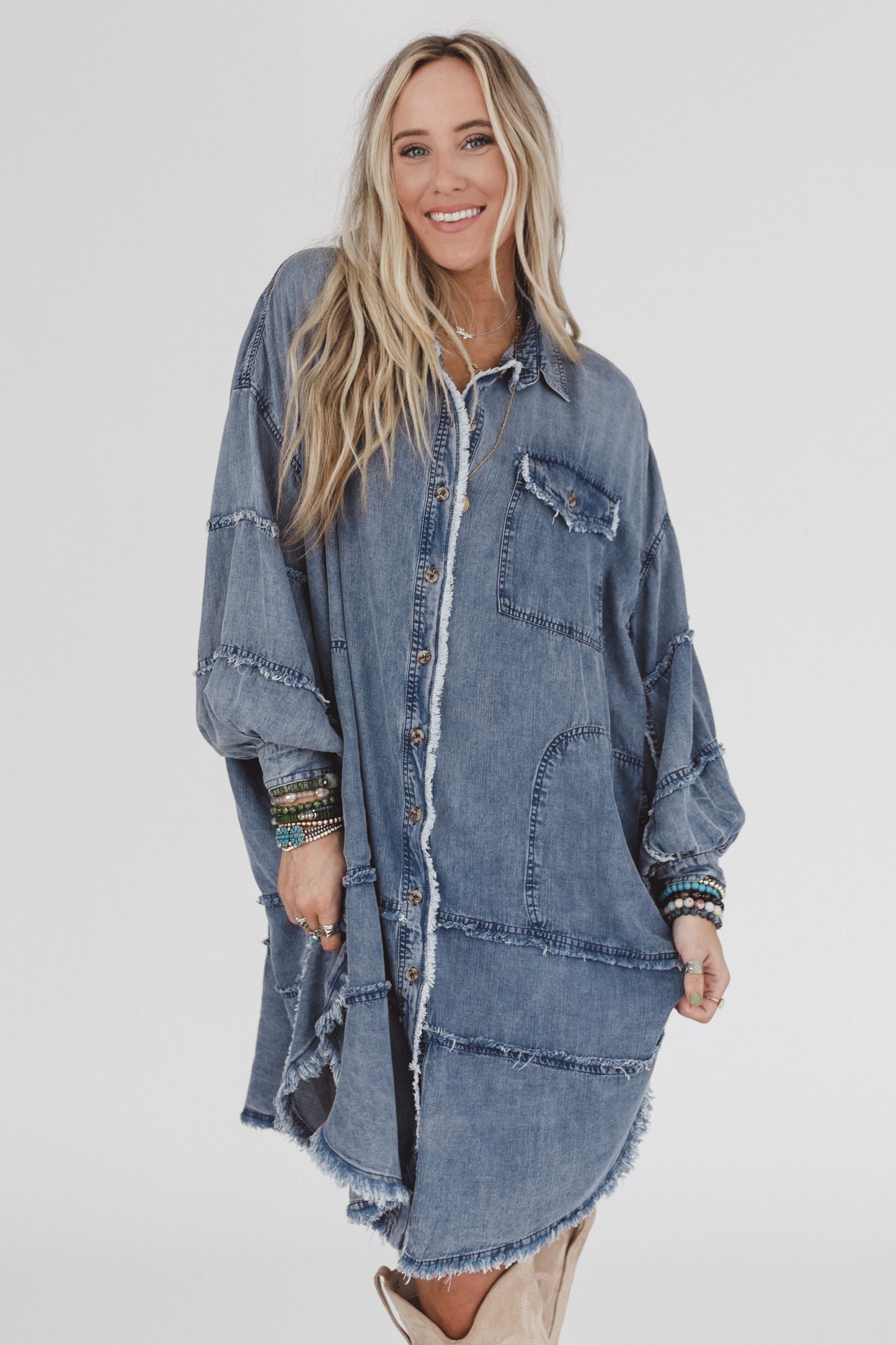 Ophelia Oversized Denim Dress - Dark Denim
