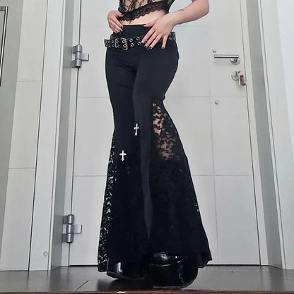 Lace Patchwork Flare Pants