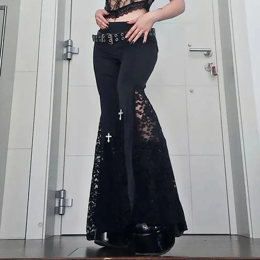 Lace Patchwork Flare Pants