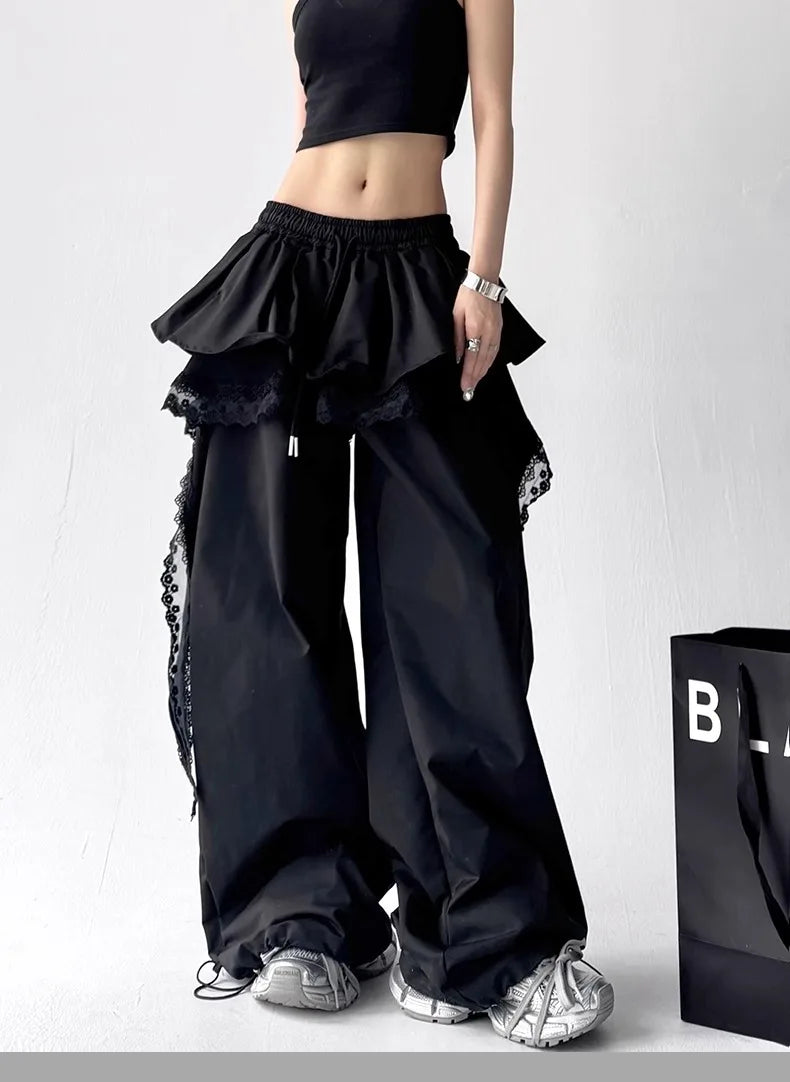 Lace Patchwork Cargo Pants