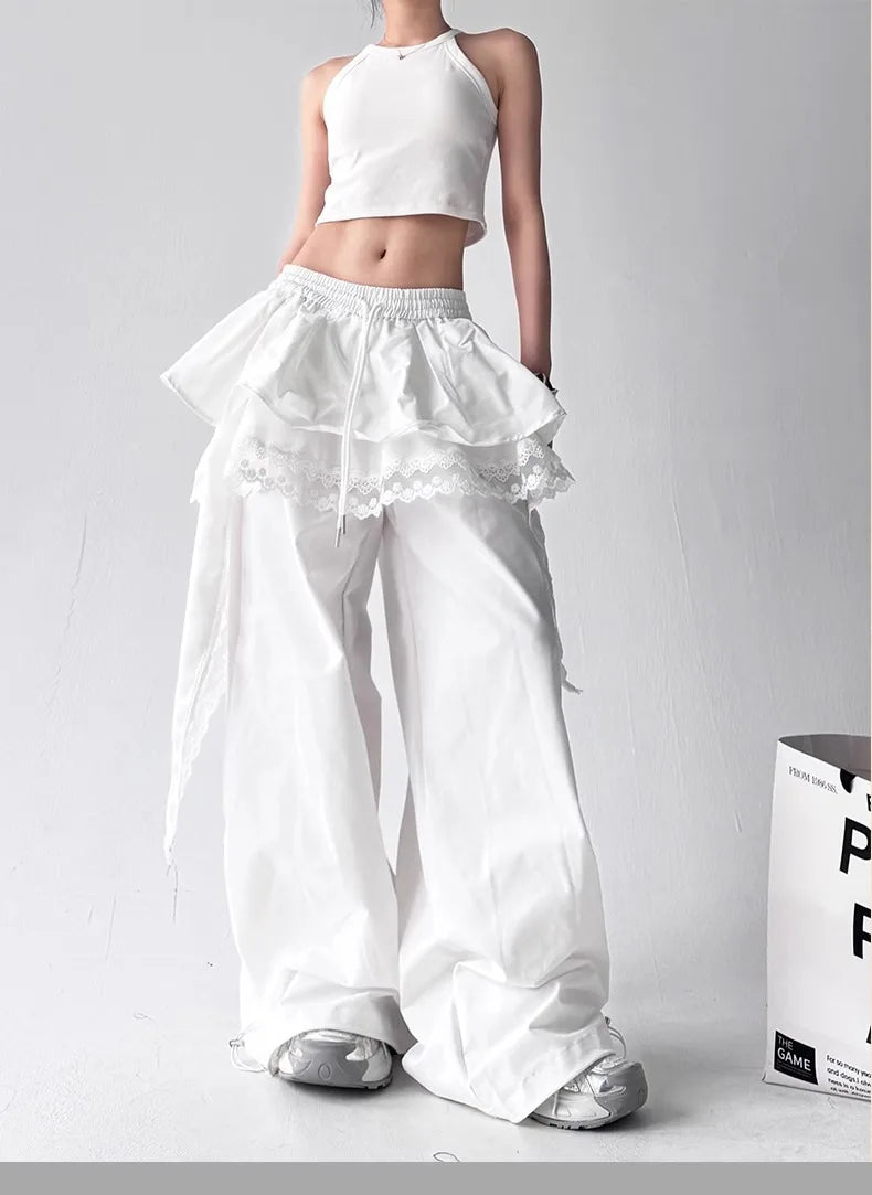 Lace Patchwork Cargo Pants