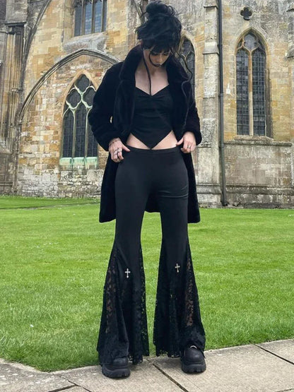 Lace Patchwork Flare Pants